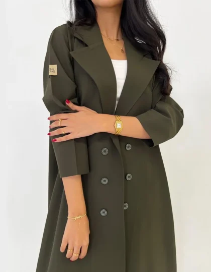 عباية معطف عملية لون زيتي